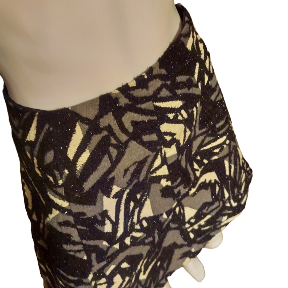 Zara Basic Abstract Textured Metallic A Line Skirt - image 3